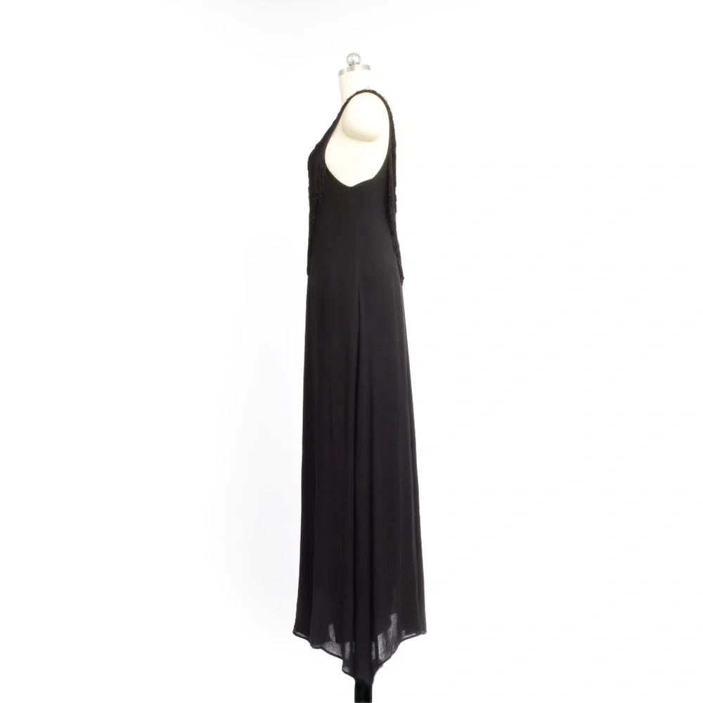 MARA HOFFMAN Black V Neck Fringe Trim Maxi Dress - Picture 6 of 9